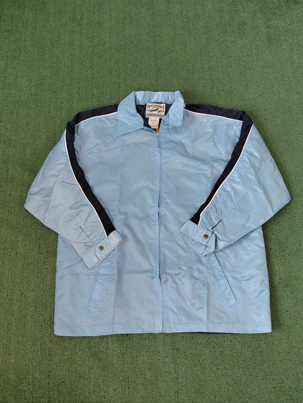 VINTAGE 90's Steve & Barry's Light & Navy Blue Nylon Jacket Sz XL